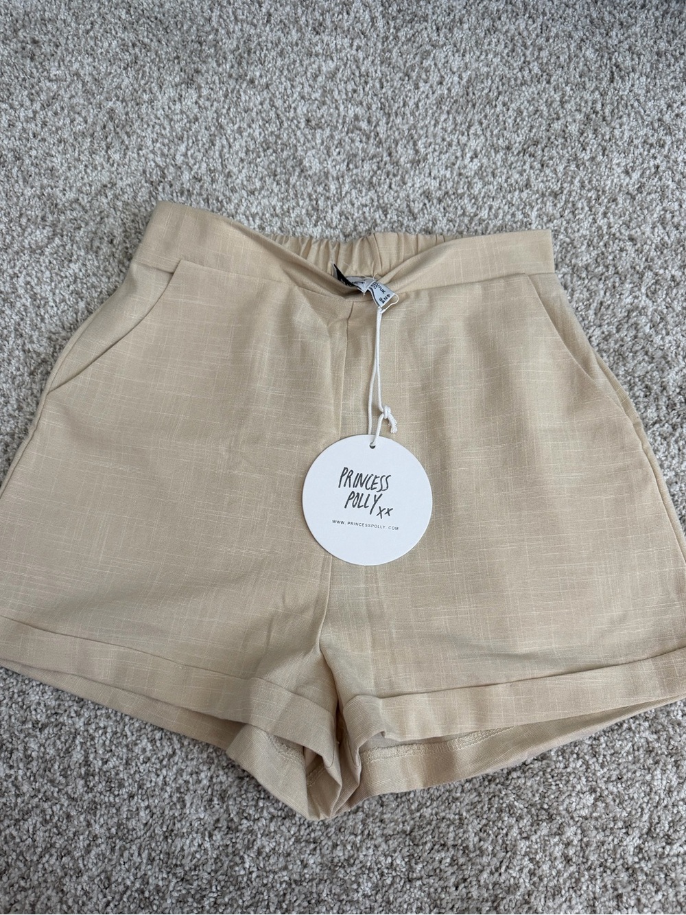NWT Princess Polly Alexander Tan Beige Neutral Aesthetic High Waisted Shorts